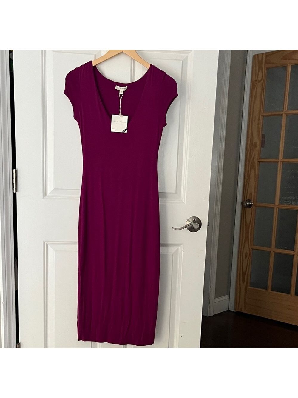 NWT See You Monday Midi Bodycon Wine Fuscia Midi Dress Sz Medium
